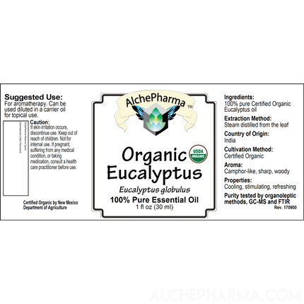 Eucalyptus Pure Organic Essential Oil PARVE K-1604-Essential Oils-AlchePharma