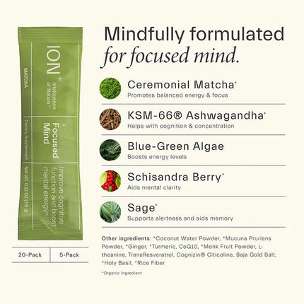 +Focused Mind - Cognitive & Energy Powder (Matcha)-Super Foods-AlchePharma