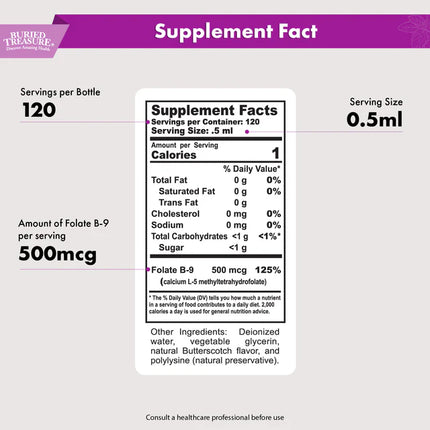 Folate Drops 2 Fl. Oz.-Vitamins & Supplements-AlchePharma