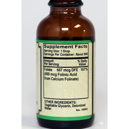 Folate Liquid [ 667 mcg DFE, 400 mcg of Folinic Acid ] 800 Servings-Vitamin-AlchePharma