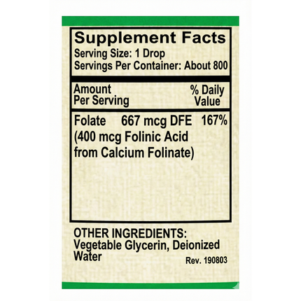 Folate Liquid [ 667 mcg DFE, 400 mcg of Folinic Acid ] 800 Servings-Vitamin-AlchePharma