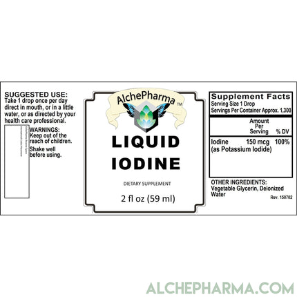 Iodine Liquid as Potassium Iodide (1300 Servings ) per glass bottle-Minerals-AlchePharma