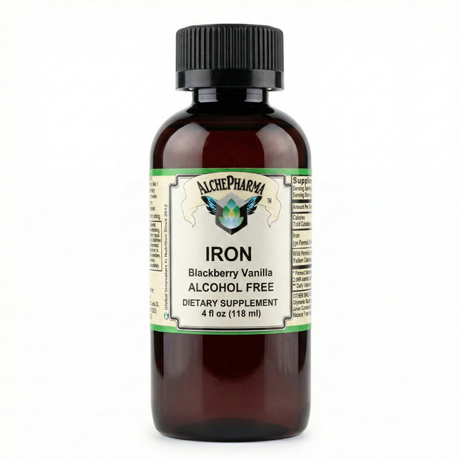 Iron Liquid ( Gentle High Absorption Ferrous Bisglycinate Chelate) Blackberry Vanilla 4 fl oz 24 servings-Mineral-AlchePharma