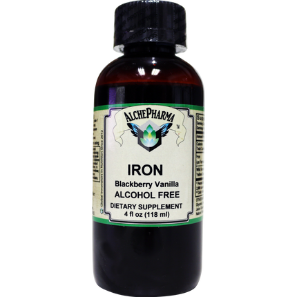 Iron Liquid ( Gentle High Absorption Ferrous Bisglycinate Chelate) Blackberry Vanilla 4 fl oz 24 servings-Minerals-AlchePharma