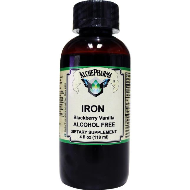Iron Liquid ( Gentle High Absorption Ferrous Bisglycinate Chelate) Blackberry Vanilla 4 fl oz 24 servings-Minerals-AlchePharma