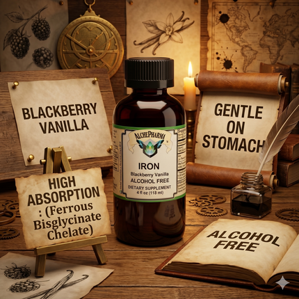 Iron Liquid ( Gentle High Absorption Ferrous Bisglycinate Chelate) Blackberry Vanilla 4 fl oz 24 servings-Mineral-AlchePharma