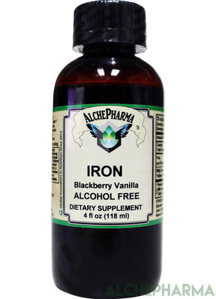 Iron Liquid ( Gentle High Absorption Ferrous Bisglycinate Chelate) Blackberry Vanilla 4 fl oz 24 servings-Minerals-AlchePharma