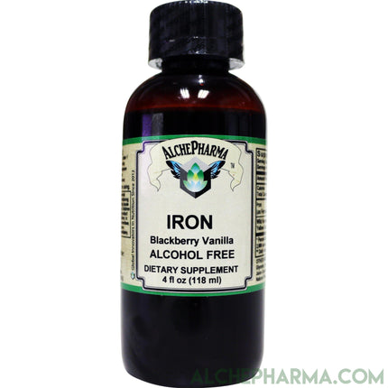 Iron Liquid ( Gentle High Absorption Ferrous Bisglycinate Chelate) Blackberry Vanilla 4 fl oz 24 servings-Minerals-AlchePharma