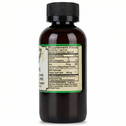 Iron Liquid ( Gentle High Absorption Ferrous Bisglycinate Chelate) Blackberry Vanilla 4 fl oz 24 servings-Mineral-AlchePharma
