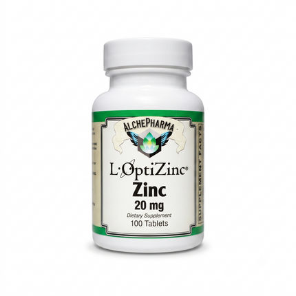 L-OptiZinc® 20mg Zinc as Mono-Methionine, not affected by dietary fiber and does not have a negative effect on copper absorption/status.-Mineral-AlchePharma