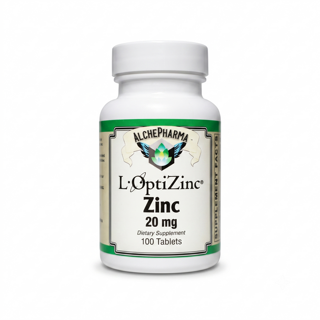 L-OptiZinc® 20mg Zinc as Mono-Methionine, not affected by dietary fiber and does not have a negative effect on copper absorption/status.-Mineral-AlchePharma