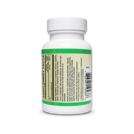 L-OptiZinc® 20mg Zinc as Mono-Methionine, not affected by dietary fiber and does not have a negative effect on copper absorption/status.-Mineral-AlchePharma