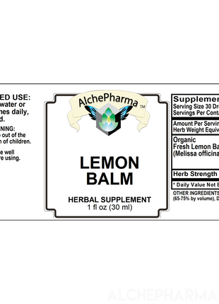 Lemon Balm Fresh Organic Tincture (Melissa officinalis) HSR 1:2 Parve k-1604-Herb Tincture-AlchePharma