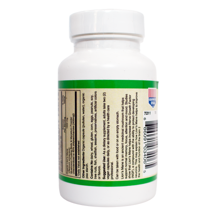 Lion's Mane Mushroom ( Organic ) 55% Polysaccharides Vegan Capsules-Medicinal Mushrooms-AlchePharma