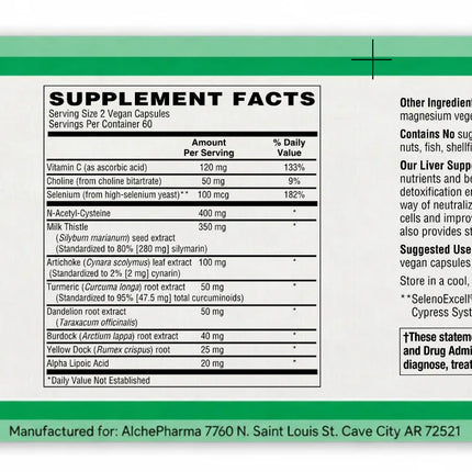 AlchePharma Liver Support & Detox with NAC and Milk Thistle
