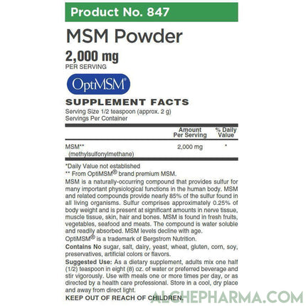 MSM Powder 2,000mg ( OptiMSM® is a proprietary form of U.S.A.-made methylsulfonylmethane )-MSM-AlchePharma-AlchePharma