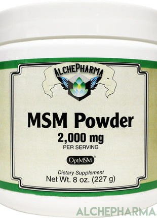 MSM Powder 2,000mg ( OptiMSM® is a proprietary form of U.S.A.-made methylsulfonylmethane )-MSM-AlchePharma-8 oz ( 227 g)-AlchePharma