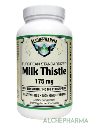 Milk Thistle Extract Plus ( European standardized, EUROMED S.A.	 ) , Standardized to 80% Silymarin providing 140mg per capsule-Herb-AlchePharma
