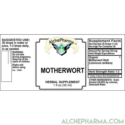 Motherwort Tincture with Organic Motherwort 1:3 Herb Strenth-Herb-AlchePharma
