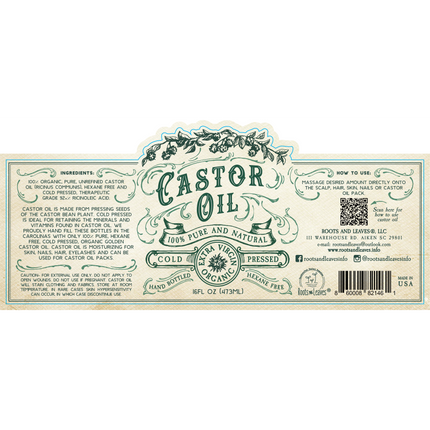 Organic Cold Pressed Castor Oil Hexane Free USA bottled: 16 oz-AlchePharma