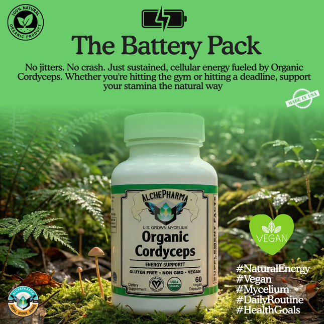 Organic Cordyceps Mycelium (Standardized 40% Polysaccharides)-Mushrooms-AlchePharma