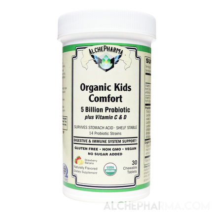 Organic Kids Comfort ( Comprehensive Probiotic -USDA Organic ) Vegan Chewable-Probiotic-AlchePharma