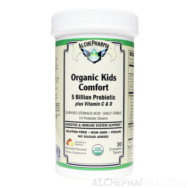 Organic Kids Comfort ( Comprehensive Probiotic -USDA Organic ) Vegan Chewable-Probiotic-AlchePharma