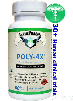 POLY-4X® Patented Lychee and Green Tea Polyphenol Original Oligonol® 100mg(60)-AlchePharma-60 Capsules-AlchePharma