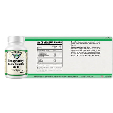 Phosphatidyl Serine Complex 500mg. SerinAID® PS (clinically studied complete complex)-Memory-AlchePharma