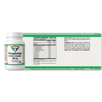 Phosphatidyl Serine Complex 500mg. SerinAID® PS (clinically studied complete complex)-Memory-AlchePharma