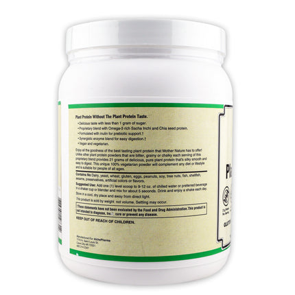 Plant Protein ( Premium Blend ) - No Soy, Hypoallergenic, No Grit ( Featuring Omega 3 Rich Sacha Inchi and Chia )-AlchePharma