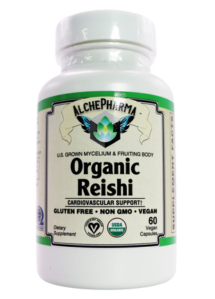 Reishi Organic Mushroom (Ganoderma lucidum) derived from mycelium and fruiting body-Vitamins & Supplements-AlchePharma