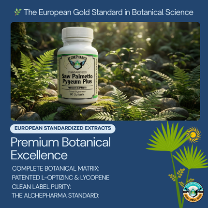 SAW PALMETTO & PYGEUM PLUS-PROSTATE SUPPORT [ European Standardized ] PROFESSIONAL FORMULA-Herbal-AlchePharma