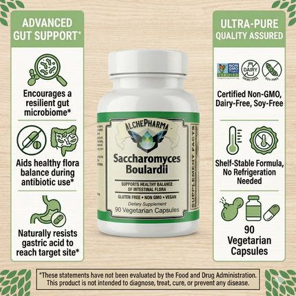 Saccharomyces Boulardii - Non-GMO Project Verified - Dairy Free-Probiotic-AlchePharma