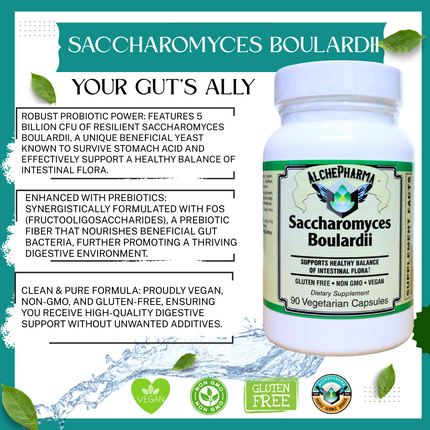 Saccharomyces Boulardii - Non-GMO Project Verified - Dairy Free-Probiotic-AlchePharma