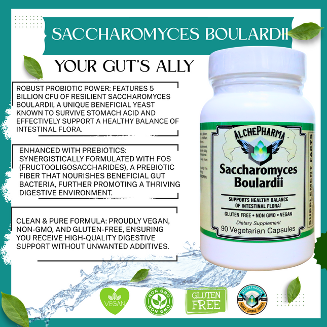 Saccharomyces Boulardii - Non-GMO Project Verified - Dairy Free-Probiotic-AlchePharma