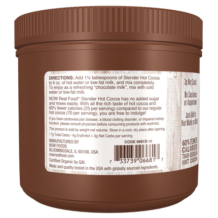 Slender Hot Cocoa, Organic (No Sugar Added)-Natural Foods-AlchePharma