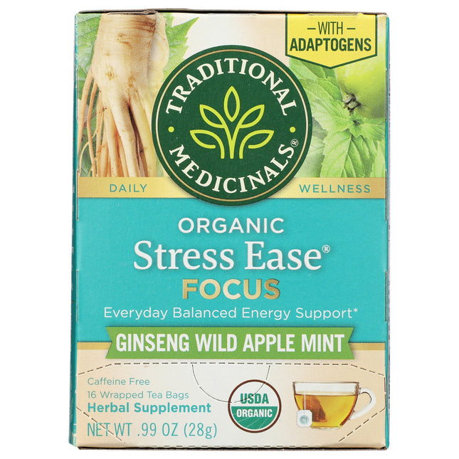 Stress Ease Focus Tea - Ginseng Wild Apple Mint, Organic-Herbal Teas-AlchePharma