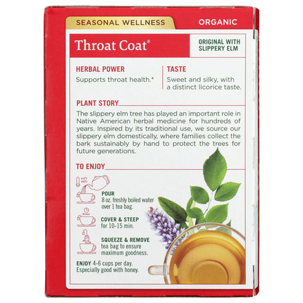 Throat Coat Tea - Original with Slippery Elm, Organic-Herbal Teas-AlchePharma