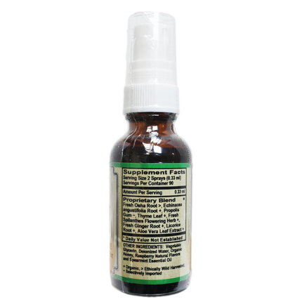 Throat Spray Relief w/ Organic and Wild Crafted herbs / Natural Raspberry-Herb-AlchePharma