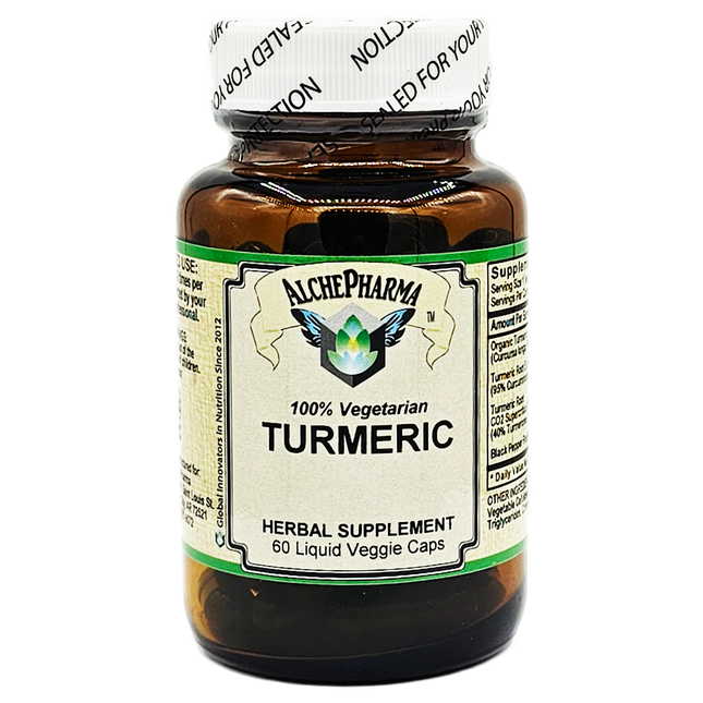 Turmeric Liquid Veggie Capsules (Full Spectrum with Black Pepper - 100% Vegetarian)-Herbs-AlchePharma