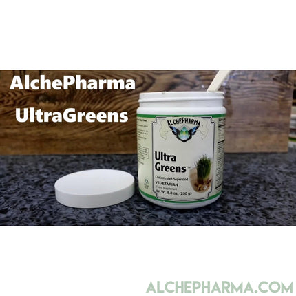 UltraGreens™ (Super Greens) contains trademarked Earthrise® brand Spirulina, Pines International® brand of Cereal Grasses and NutraFlora® FOS.-AlchePharma-4.4 oz (125 grams )-AlchePharma