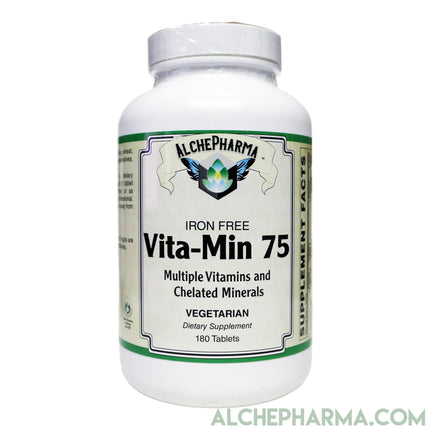 Vita-Min 75- One a Day, Comprehensive Multivitamin Mineral formula w/ Iodine and Betaine HCL - -Iron Free-Multi Vitamin-AlchePharma