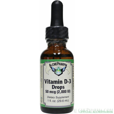 Vitamin D-3 Drops, 2000 IU/50 mcg per Liquid Drop 845 Servings per Bottle (High Quality Clean Ingredients) Unflavored - AlchePharma