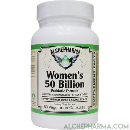 Women’s Probiotic Formula 50 Billion proprietary Lactobacilli and Bifidobacterium blend-AlchePharma-60 Veg Caps-AlchePharma