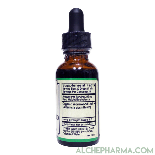Wormwood Artisan Organic Tincture, ( Artemisia absinthium ) 1:5 concentrate derived from the leaf-Herbs-AlchePharma