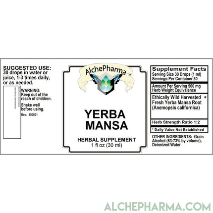 Yerba Mansa- Fresh Anemopsis Californica Root- Ethically Wild Harvested-1fl oz (30ml)-Herb-AlchePharma