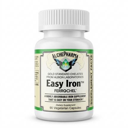 Easy Iron Vegan ( Patented Ferrochel®, iron bisglycinate ) Capsules-Mineral-AlchePharma