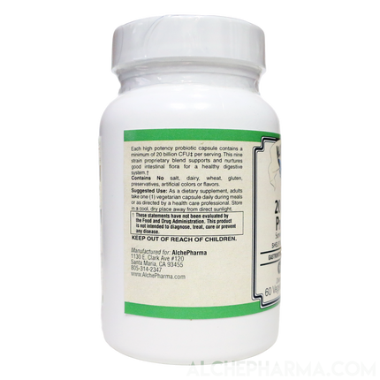 20 Billion Probiotic 9 Strains designed for daily maintenance and w/prebiotics-Vitamins & Supplements-AlchePharma