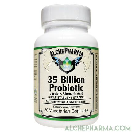 35 Billion Probiotic Synbiotic (Probiotic+Prebiotics) Bio-Enhanced, Acid Resistant Strain (BEARS)-Probiotics-AlchePharma